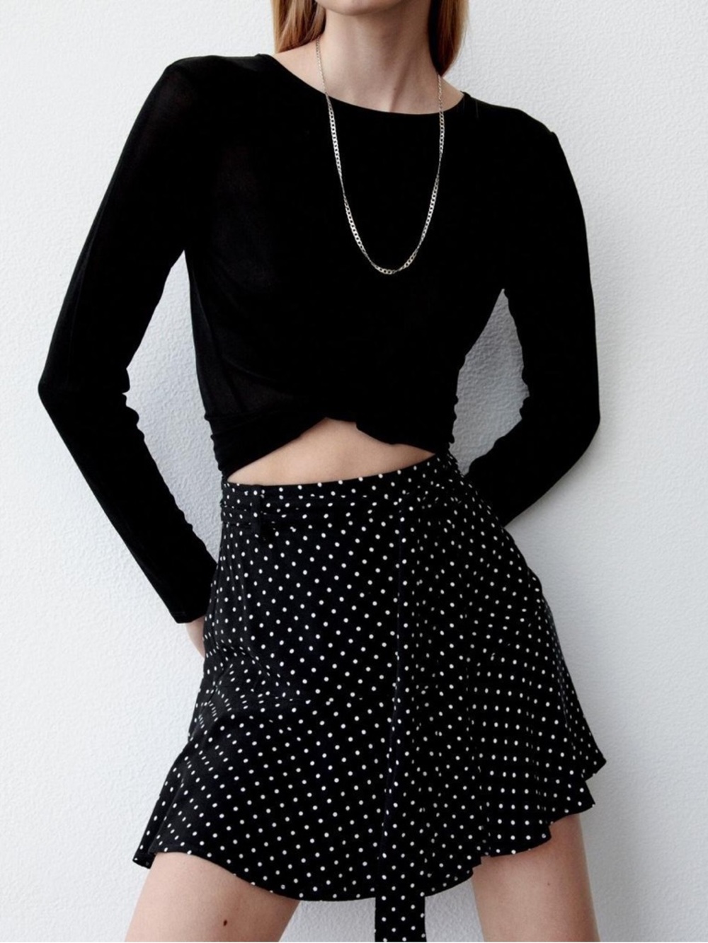 Zara Black Polka Dot Skort
